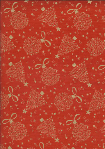 Picture of WRAPPING SHEET KRAFT RED BAUBLE - 50X70CM